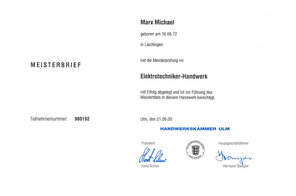 Meisterbrief Michael Marx